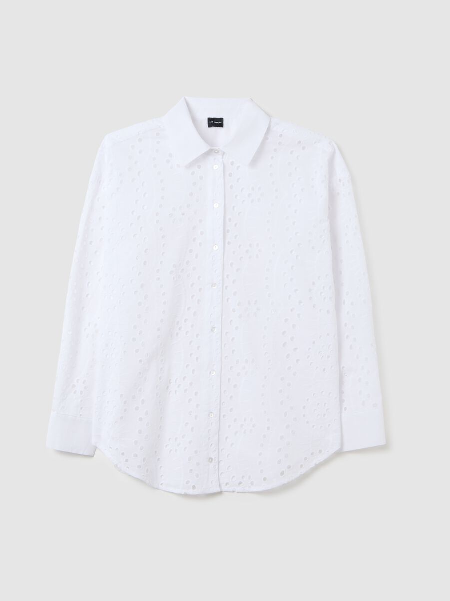 Women's white pure cotton shirt with regular fit and design_4