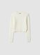White cable-knit crew-neck jumper, regular fit_0