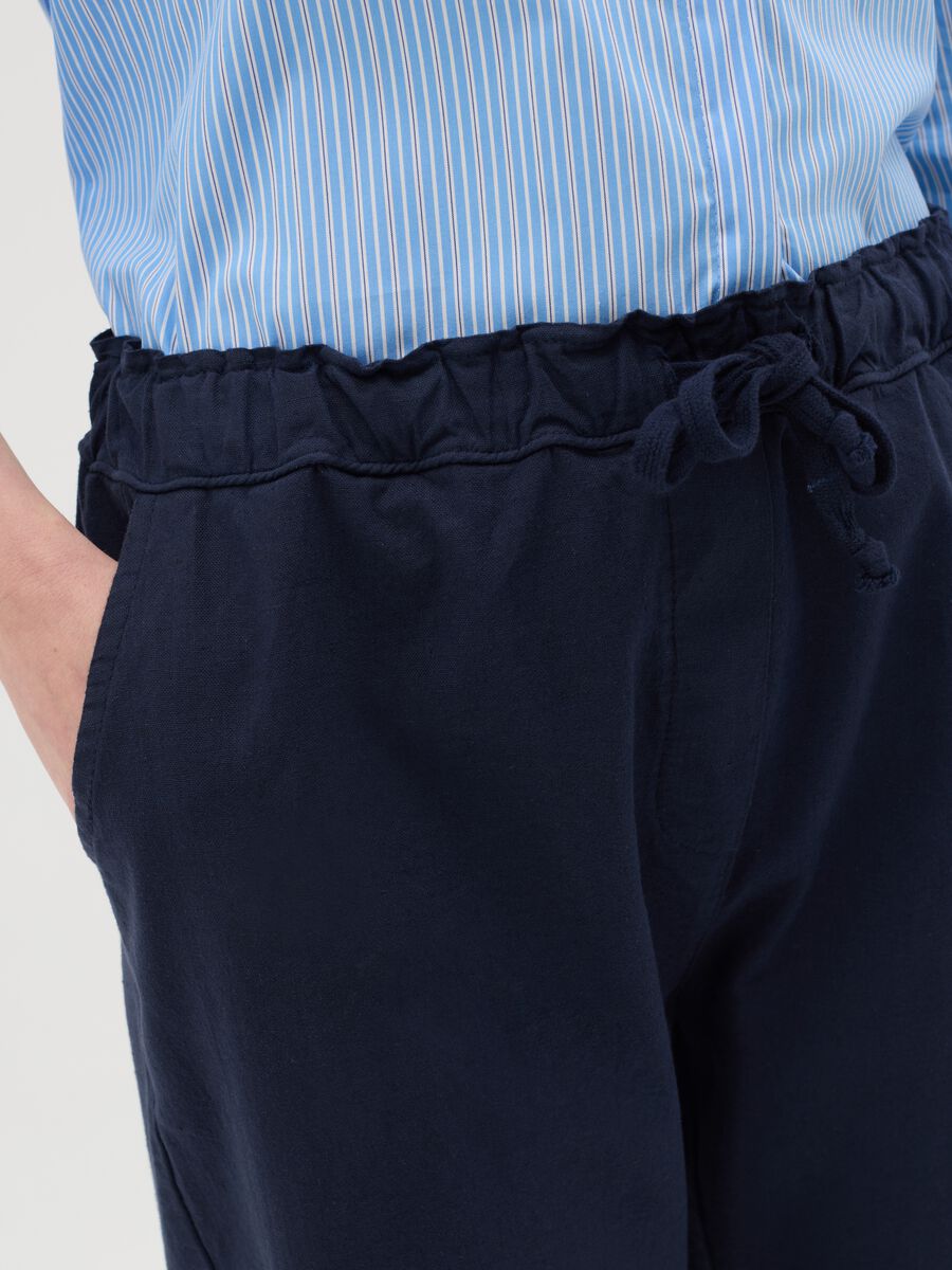 Casual Blue Linen and Cotton Trousers_2