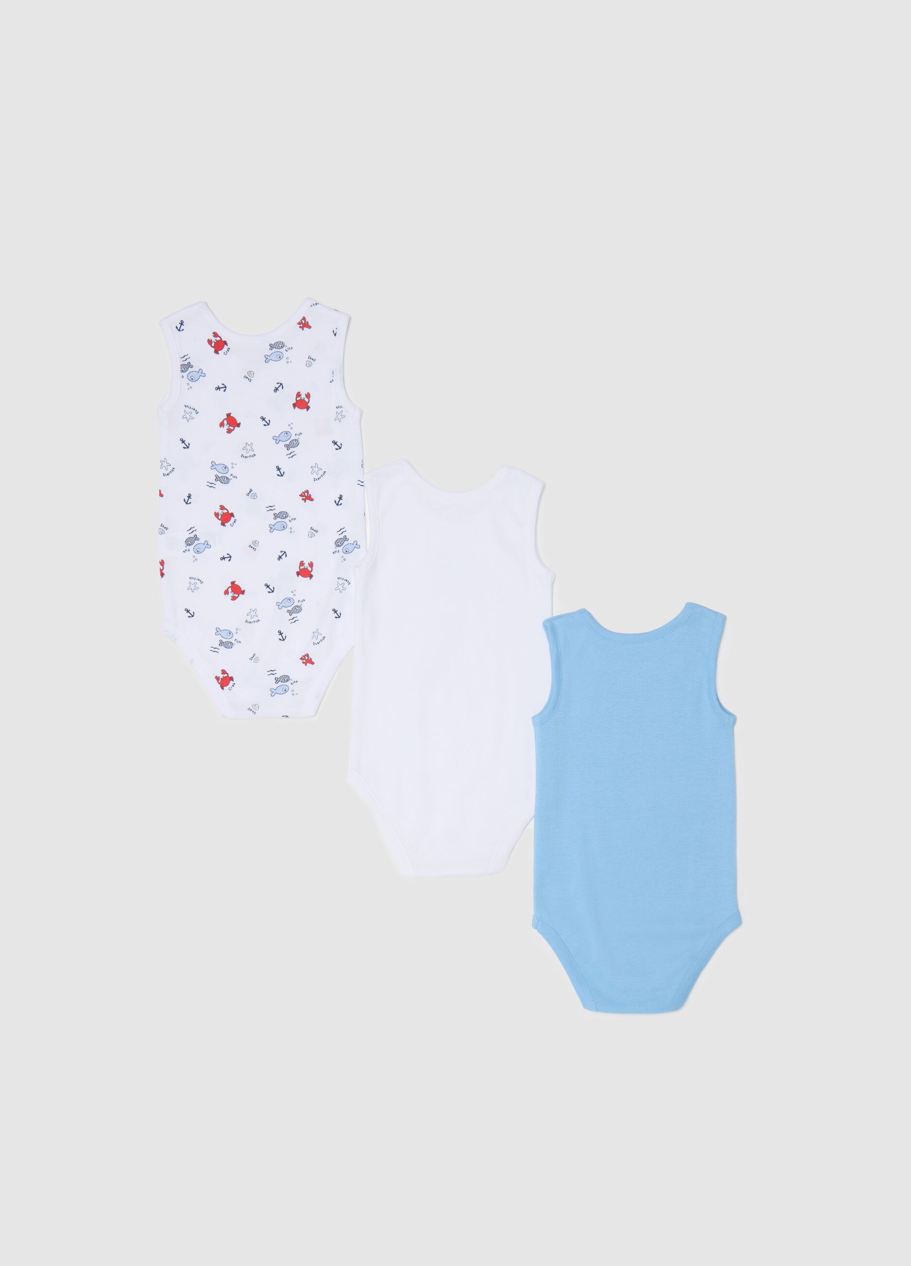 Three-pack bodysuits in organic cotton with print