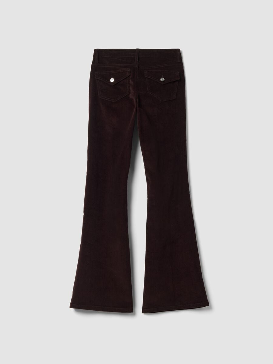 Brown flared stretch cotton trousers_2