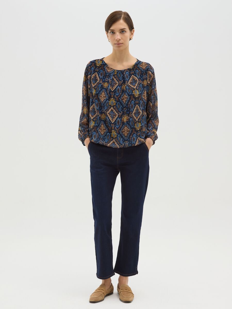 Multicolor long sleeve blouse in regular fit_1