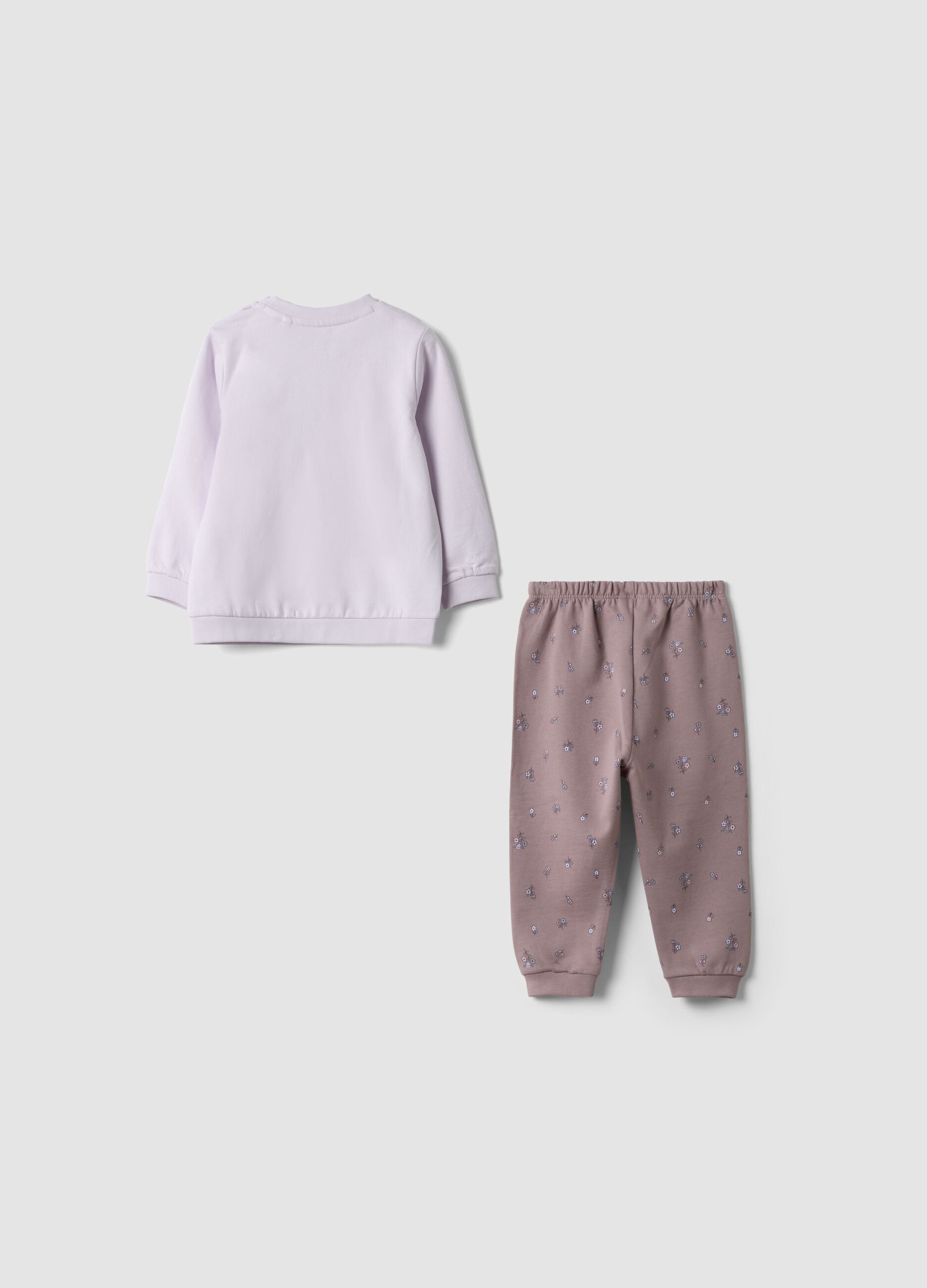 Purple pure organic cotton crew-neck pyjamas