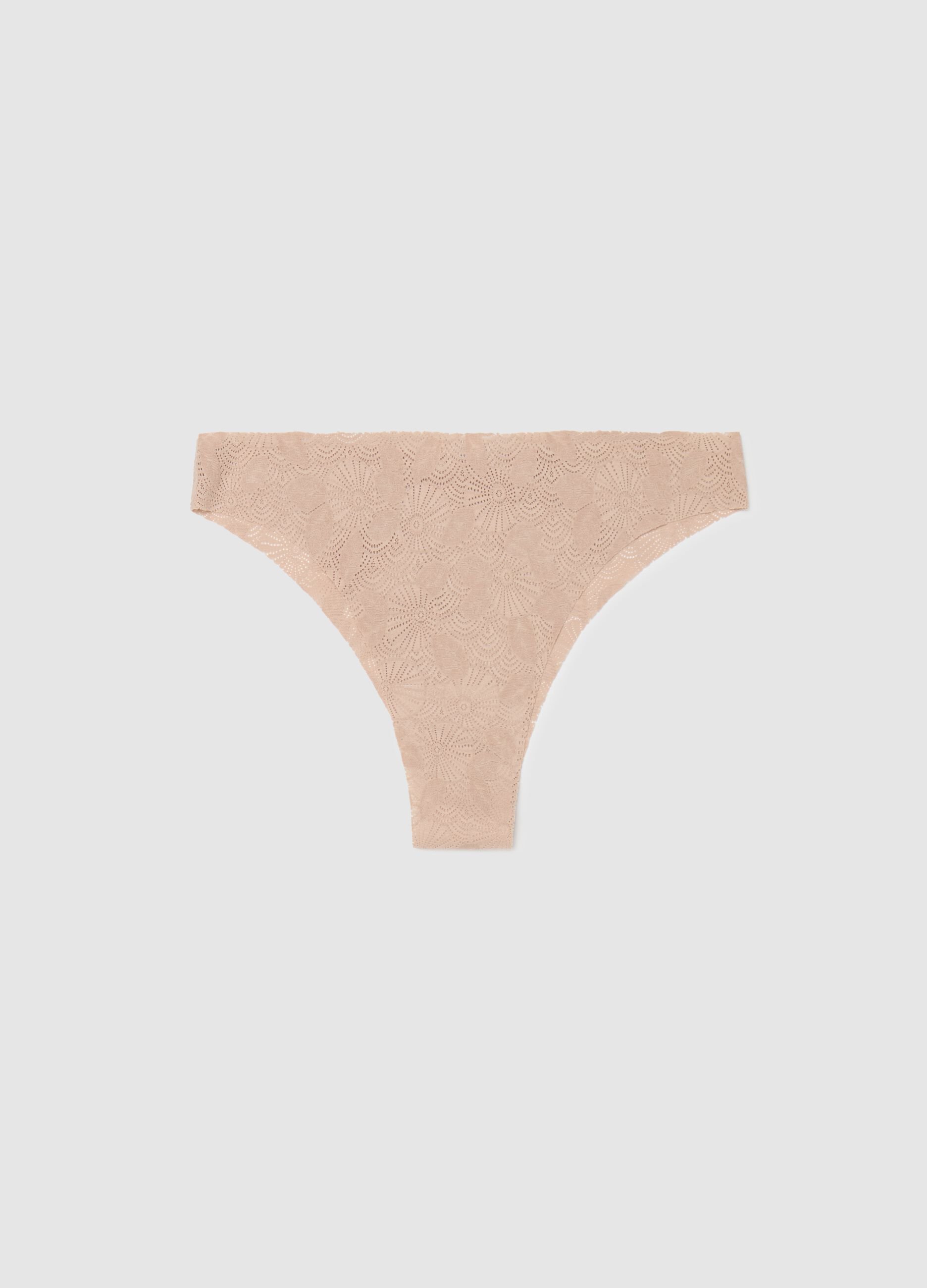 Brazilian-cut briefs in lace with geometric motif