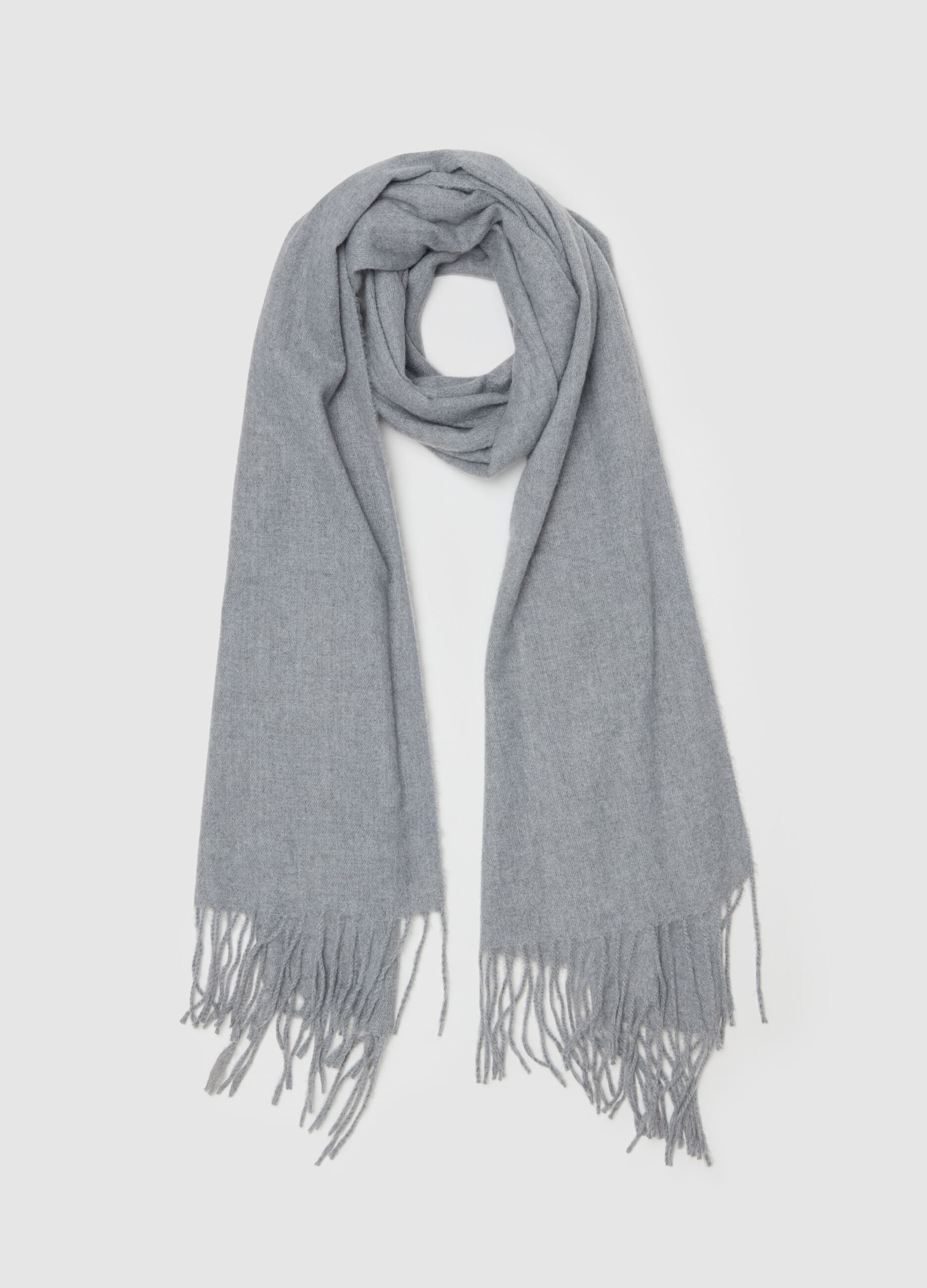 Solid colour pashmina with fringe