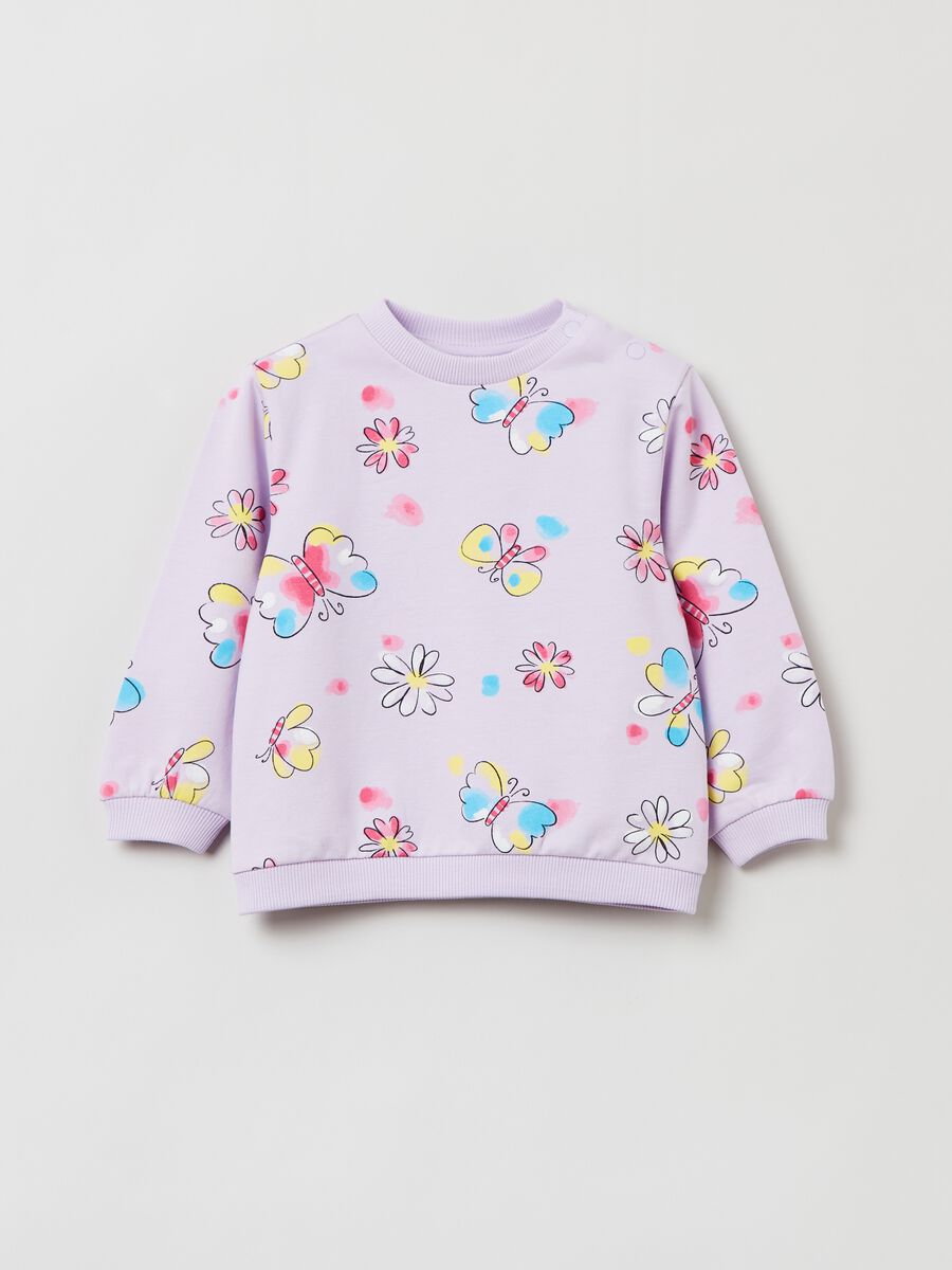 French terry sweatshirt with butterfly print_0
