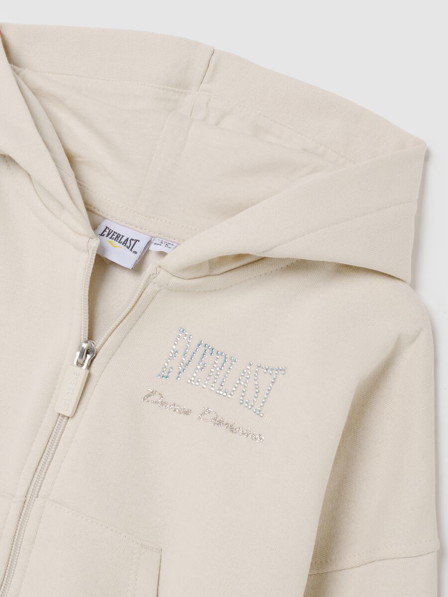 Felpa beige da bambina in misto cotone regular fit con logo Everlast_2
