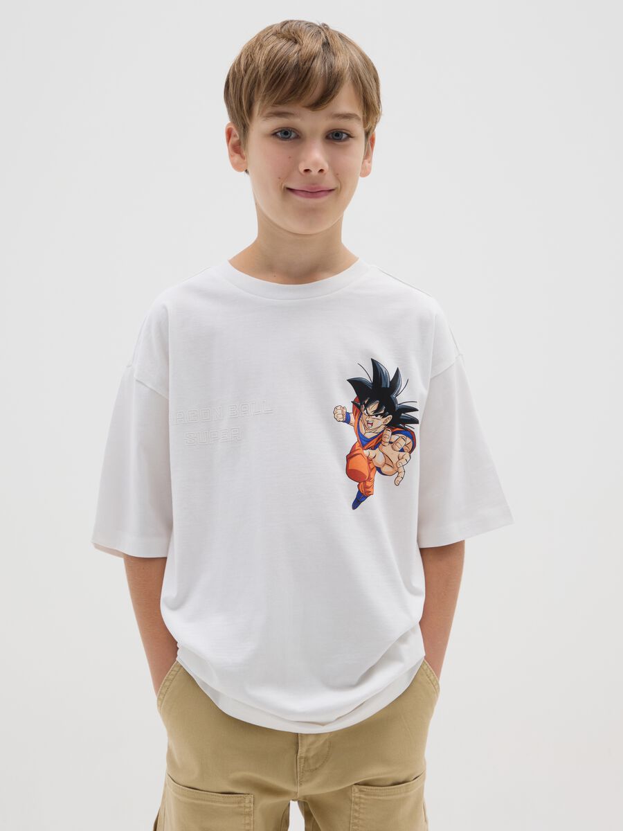 T-shirt da bambino in puro cotone bianca regular fit con stampa_0