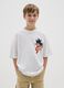 Children's white pure cotton t-shirt regular fit with print_0