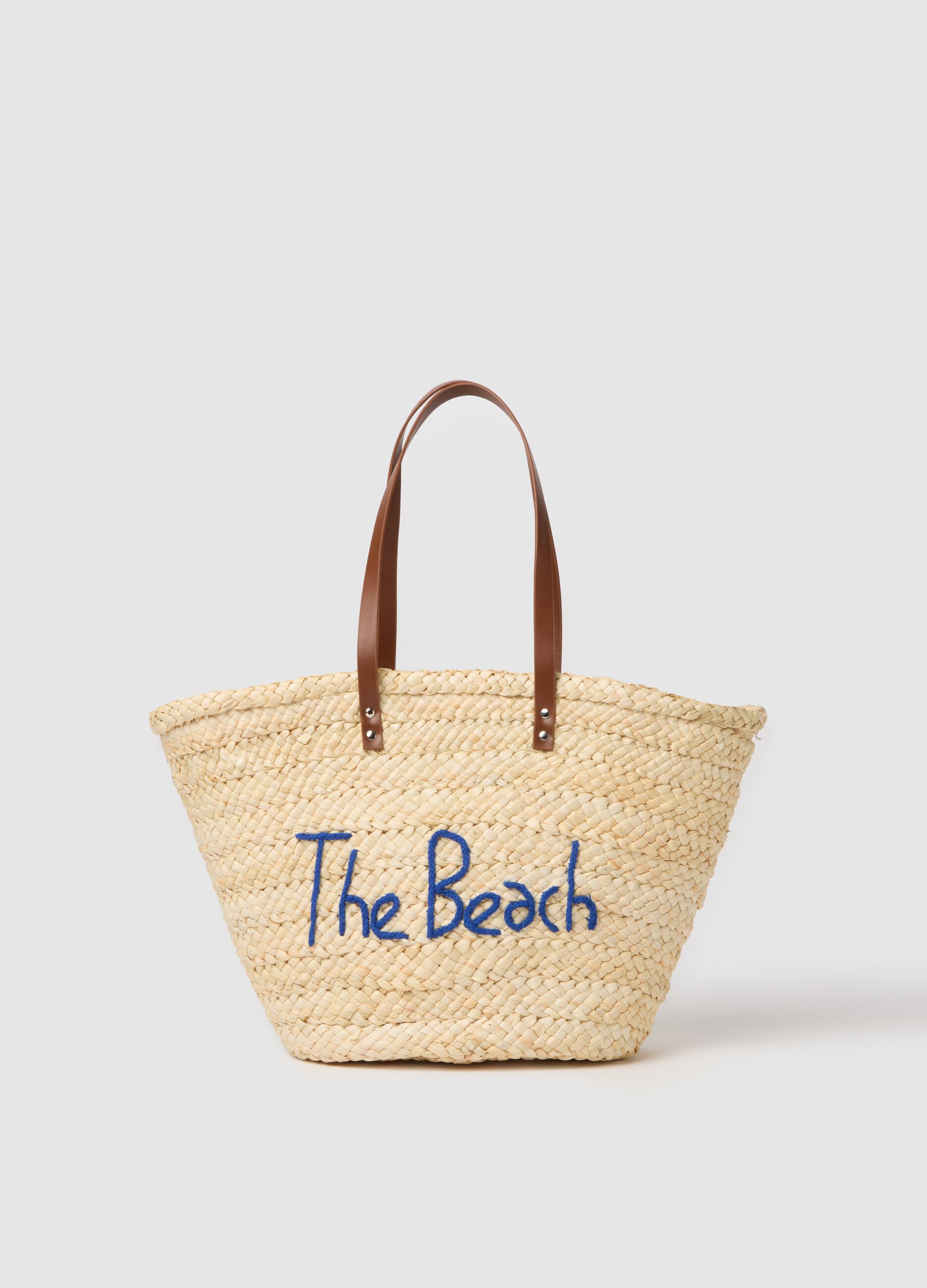 Multicolor straw women's bag with embroidery