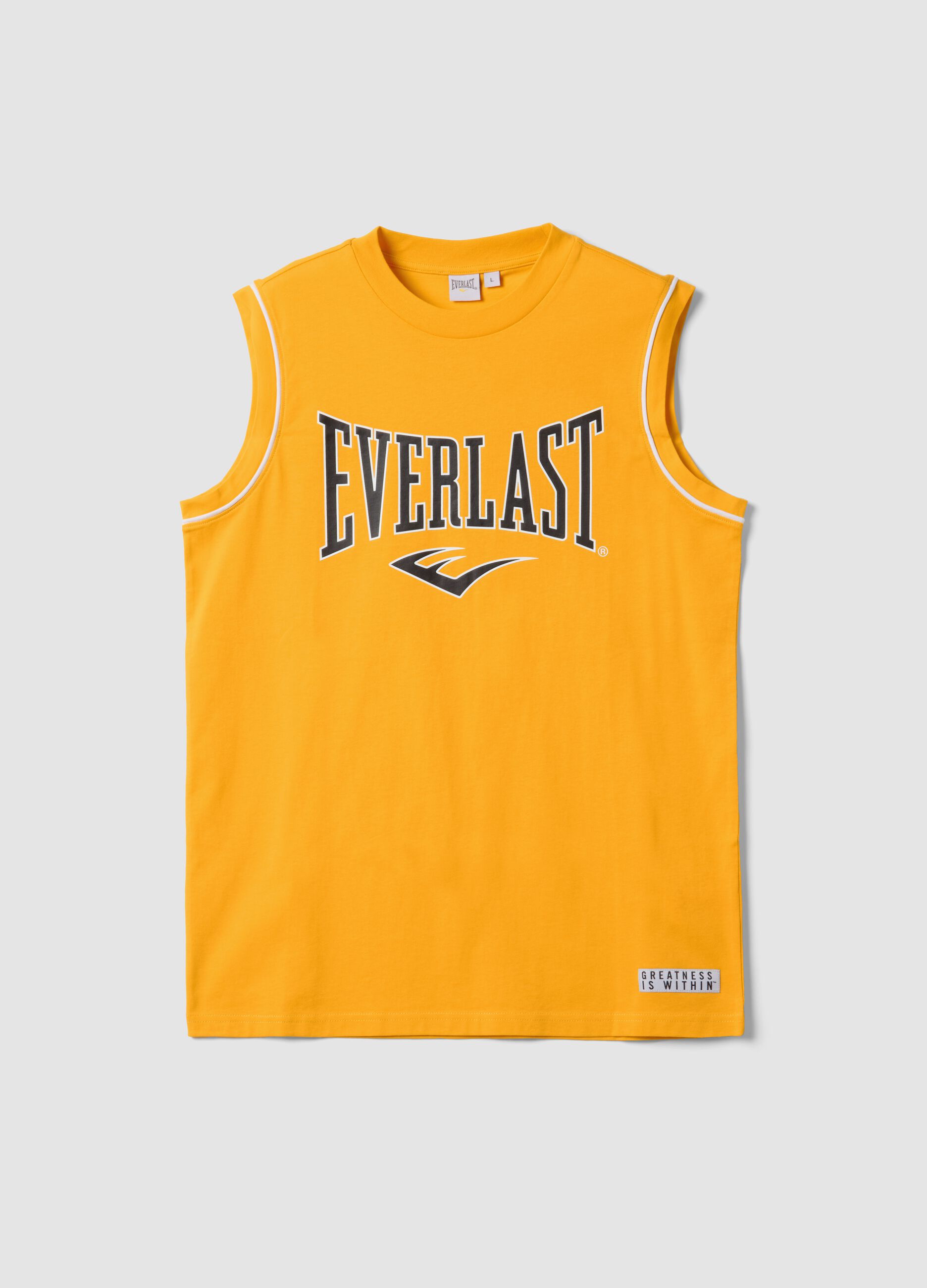 Orange sleeveless vest in pure cotton with Everlast logo
