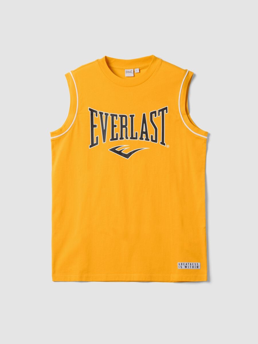 Orange sleeveless vest in pure cotton with Everlast logo_4