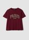 Red pure cotton crew-neck T-shirt with bow print, regular fit_0