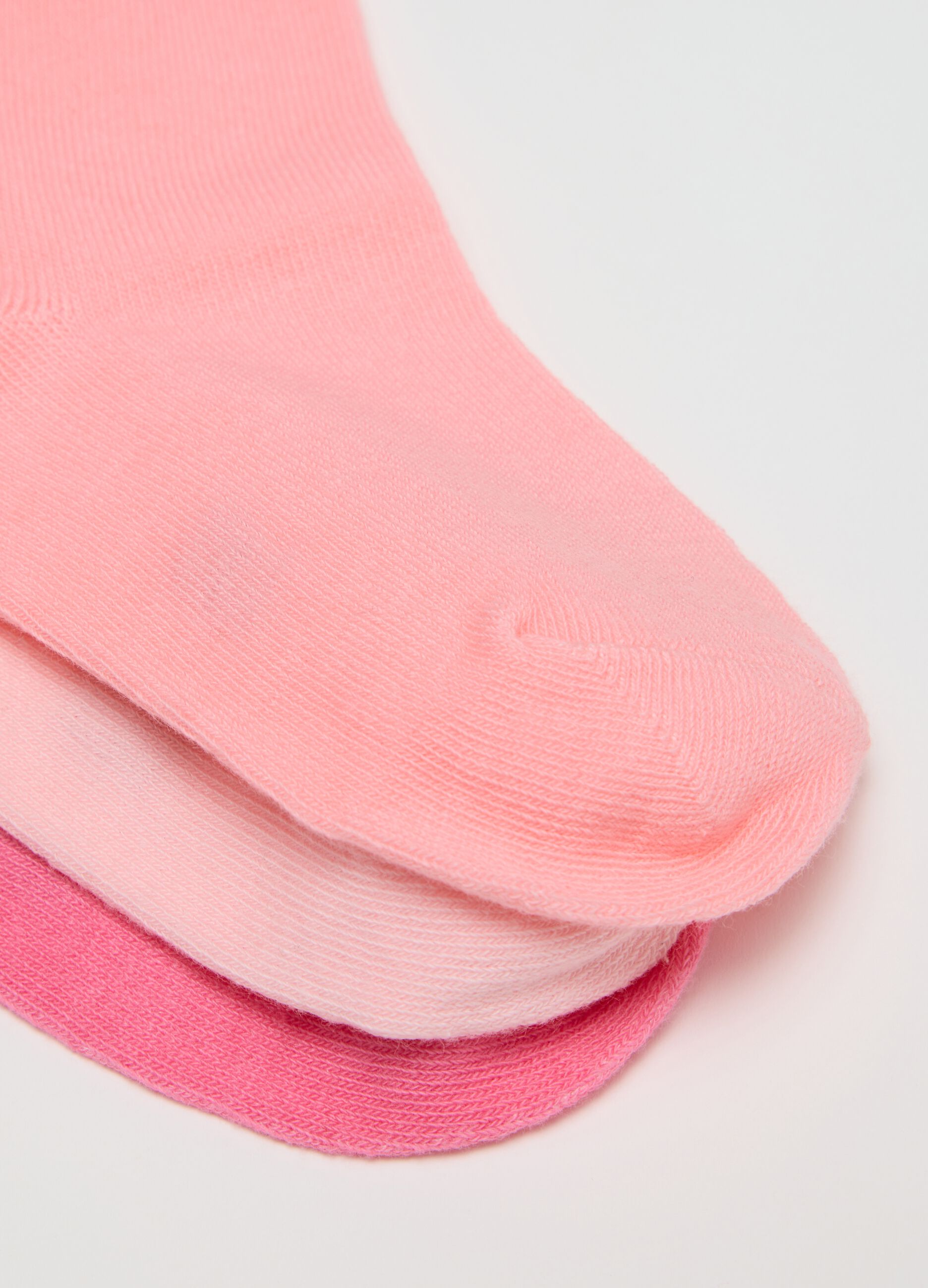 Multipack of short pink cotton blend socks for girls