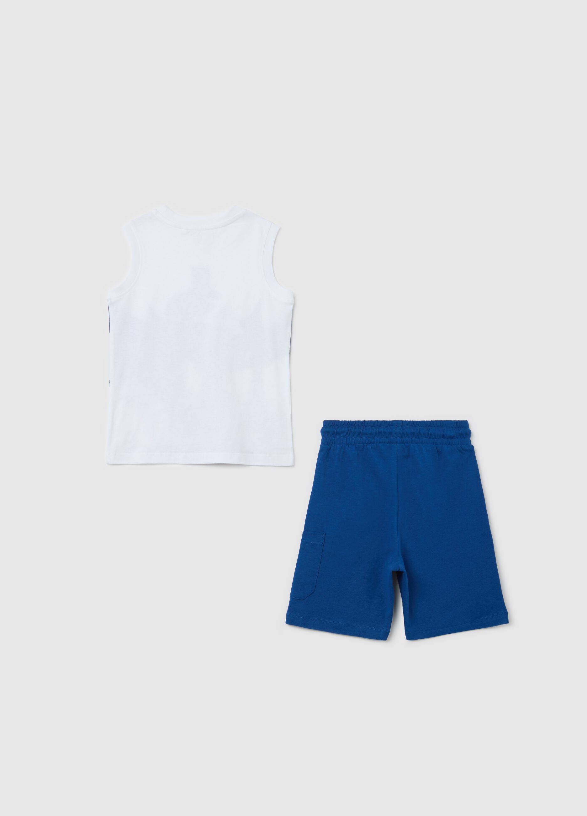 White and blue jogging set with Batman print