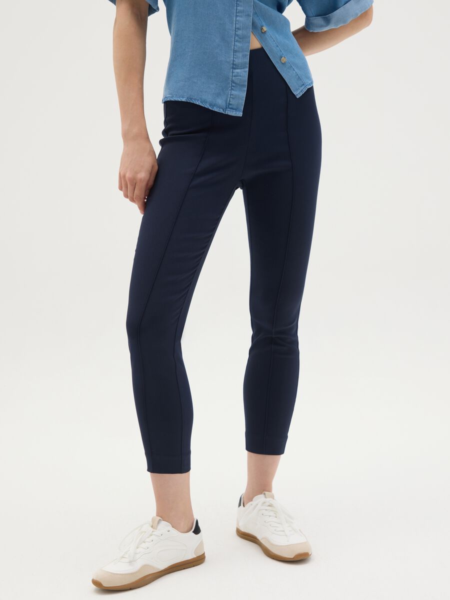 Women's blue viscose blend regular fit trousers_1