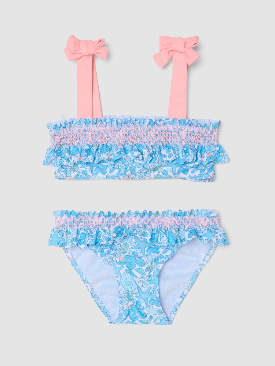 Blue girls&rsquo; bikini with nautical print_0