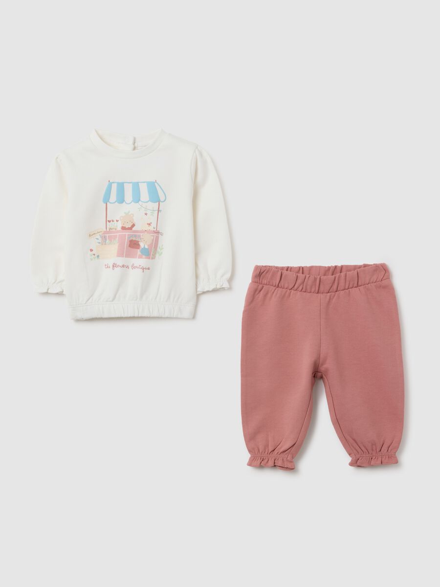 Girls' set in pure white and pink cotton_0