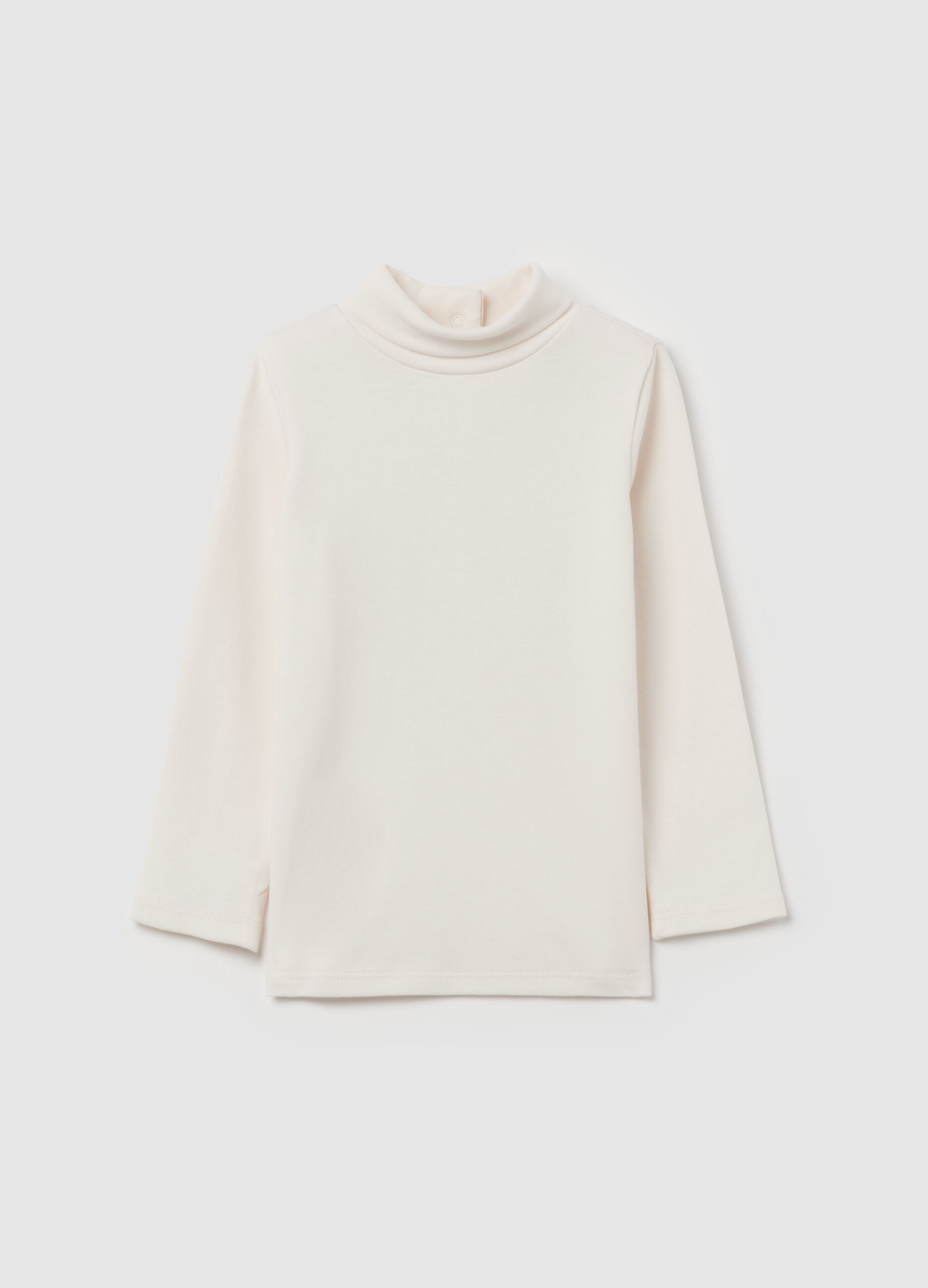 Cotton T-shirt with high neck