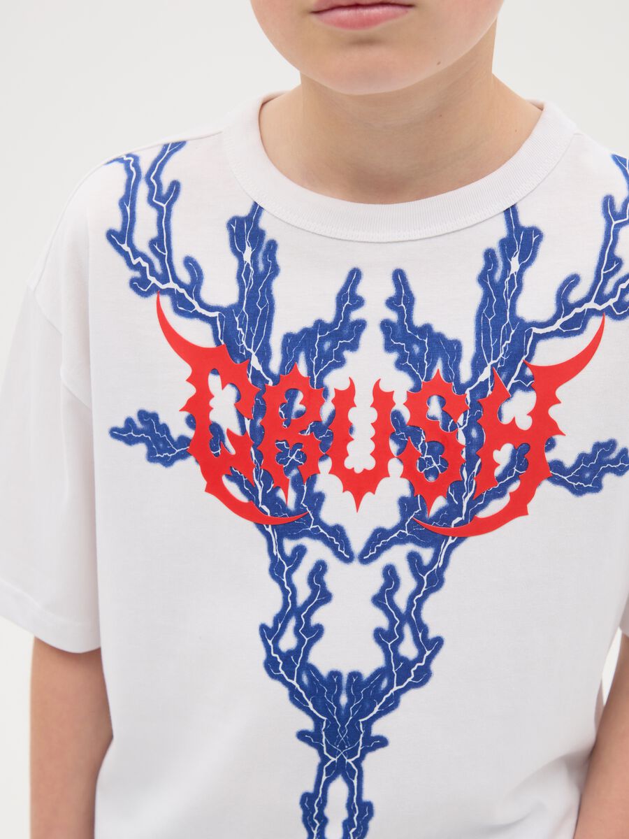 Cotton T-shirt with "Crush" and lightning bolts_1