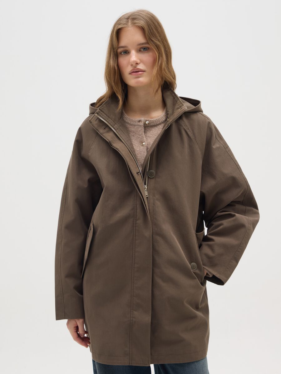 Giacca in misto cotone marrone regular fit_0