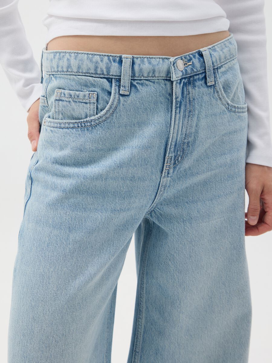 Wide leg pure cotton blue jeans_3