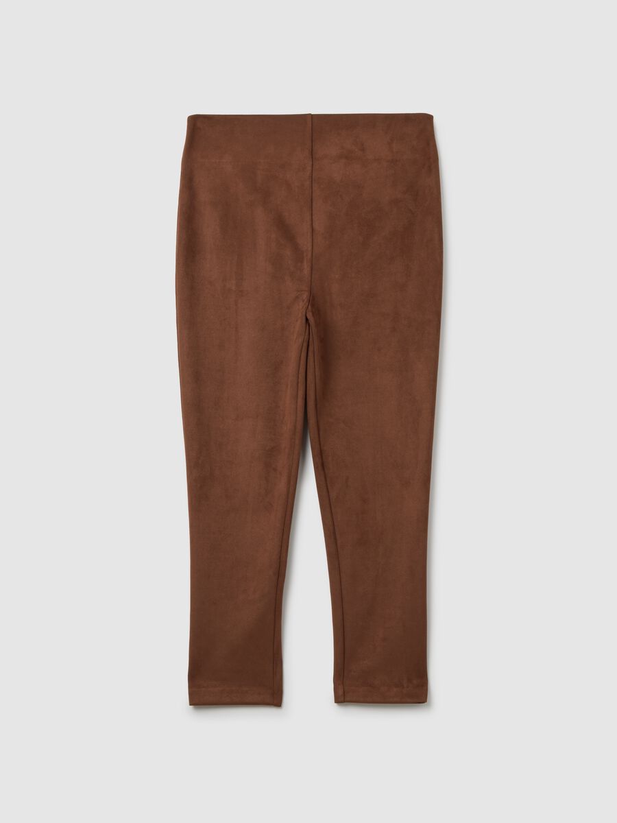 Pantaloni premaman elasticizzati scamosciati marroni _4