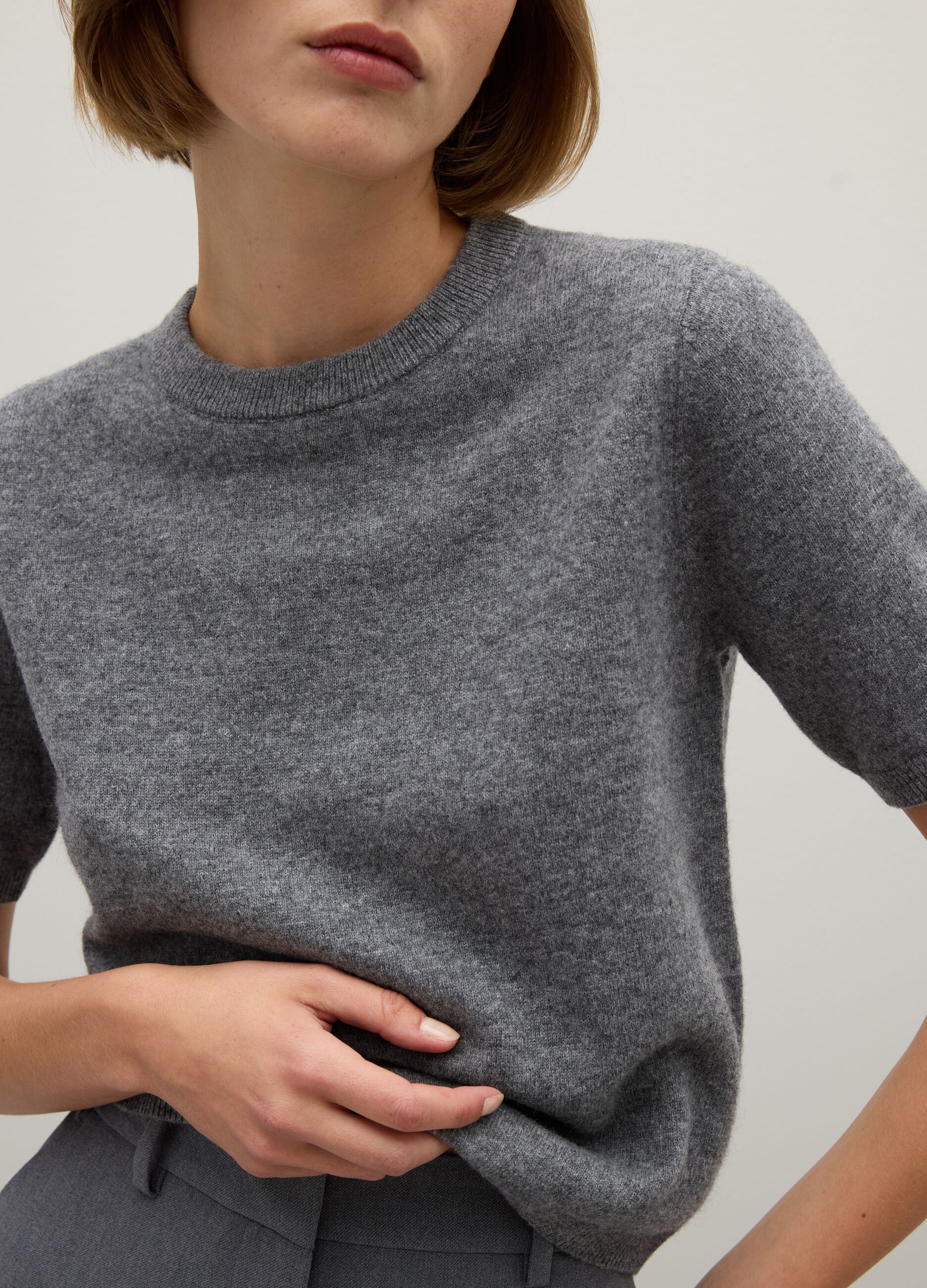 Grey pure wool sweater regular fit