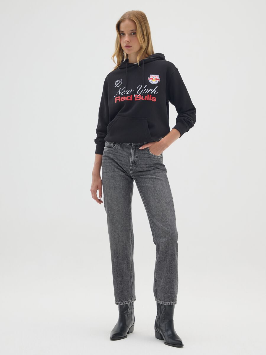 Black cotton blend hoodie with New York Red Bulls logo_1