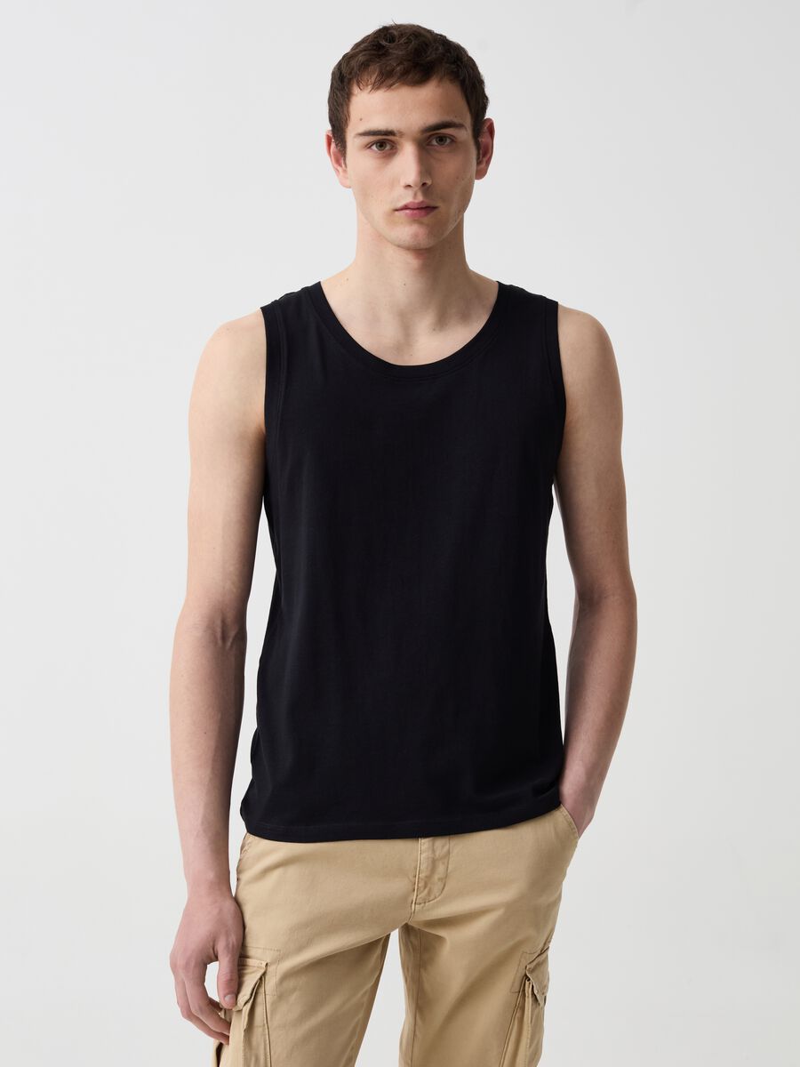 Cotton tank top with round neck_1