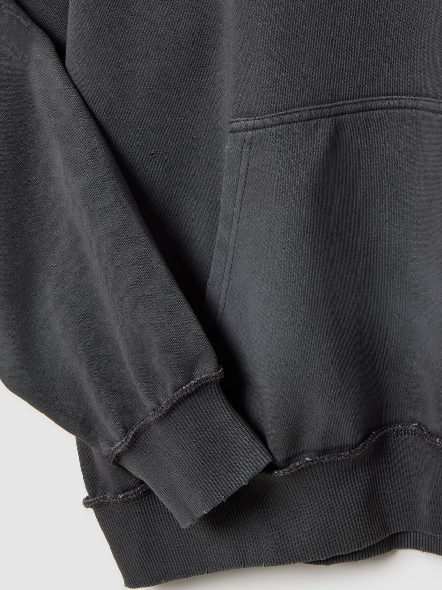 Grey oversized fit cotton blend hoodie_1