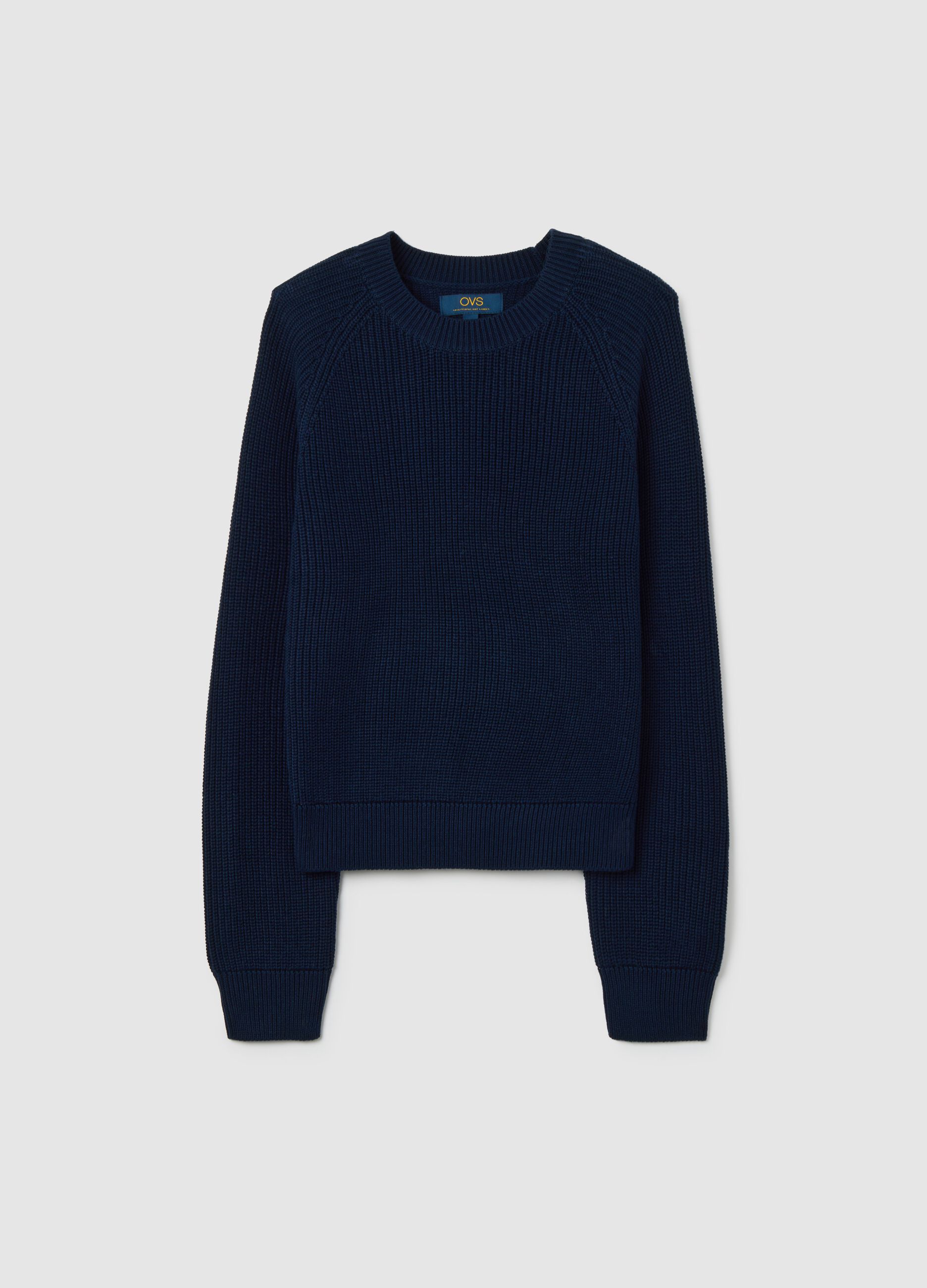 Blue cotton blend sweater regular fit