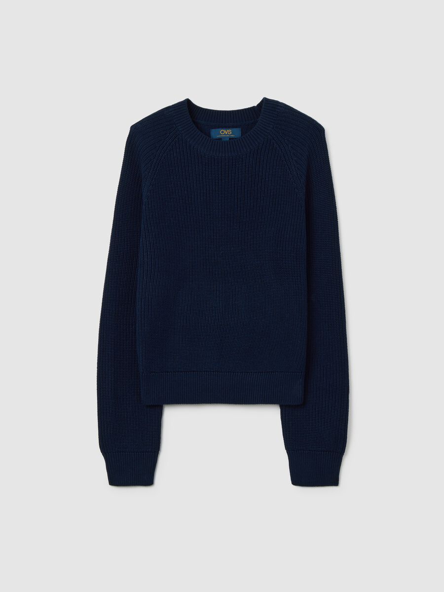 Maglione in misto cotone blu regular fit_0
