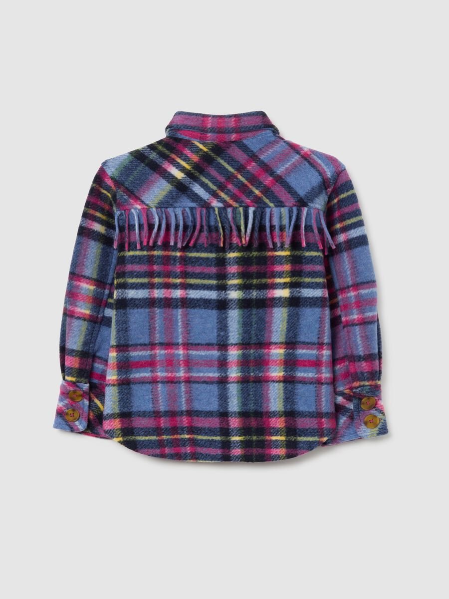 Multicolour Checked Wool Blend Shirt for Girls_5