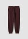 Jogger marroni in misto cotone con fondo a polsino e coulisse_5
