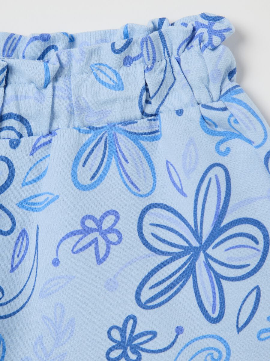 Light blue French terry shorts with drawstring and print_3