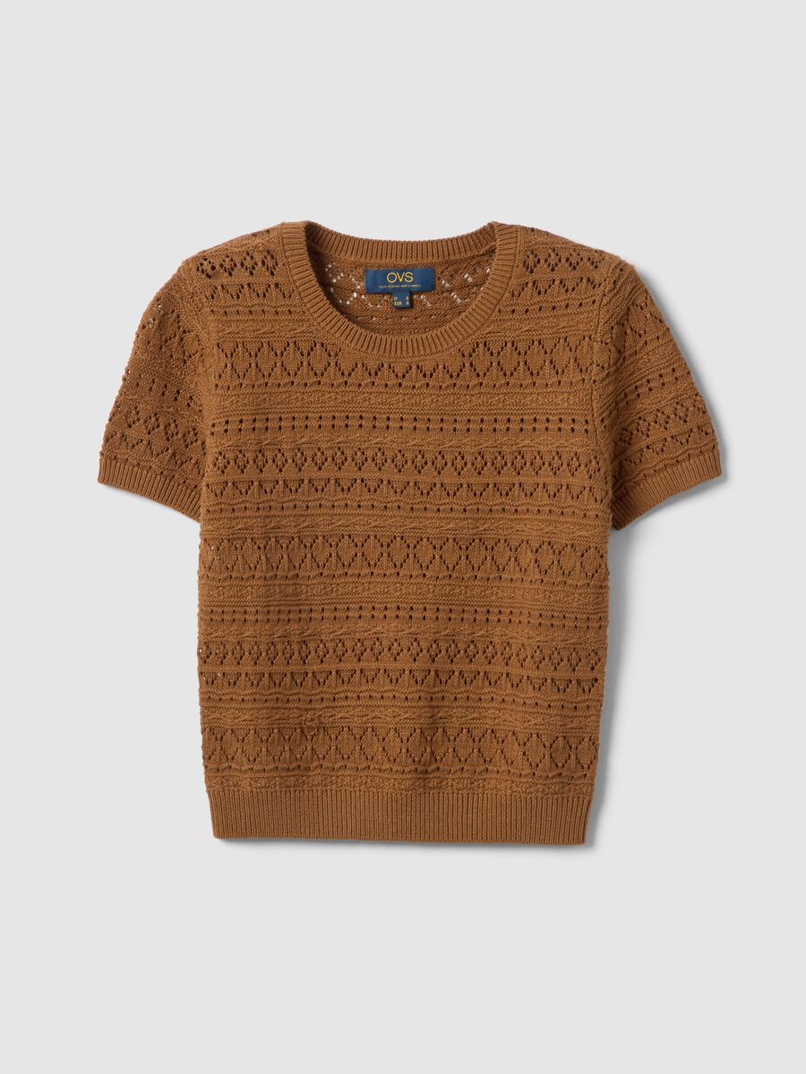Brown pure cotton regular fit knitted sweater_4