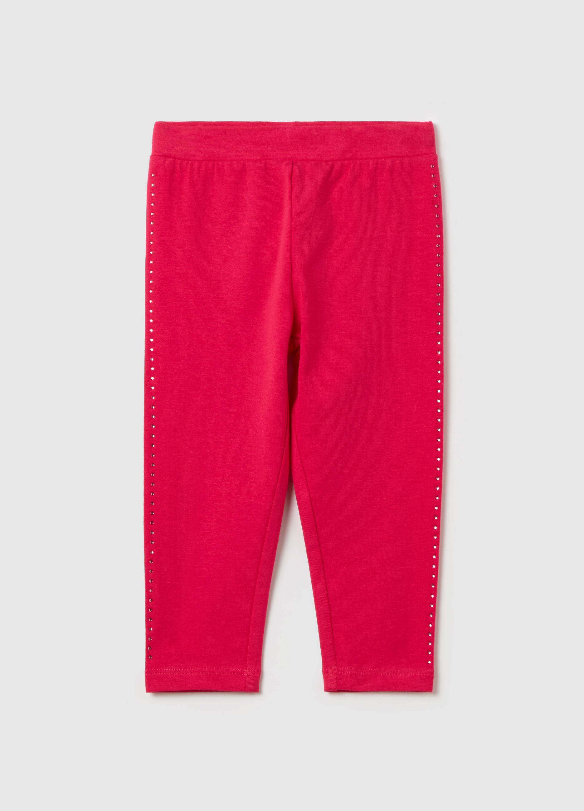 Stretch cotton leggings with diamanté motif