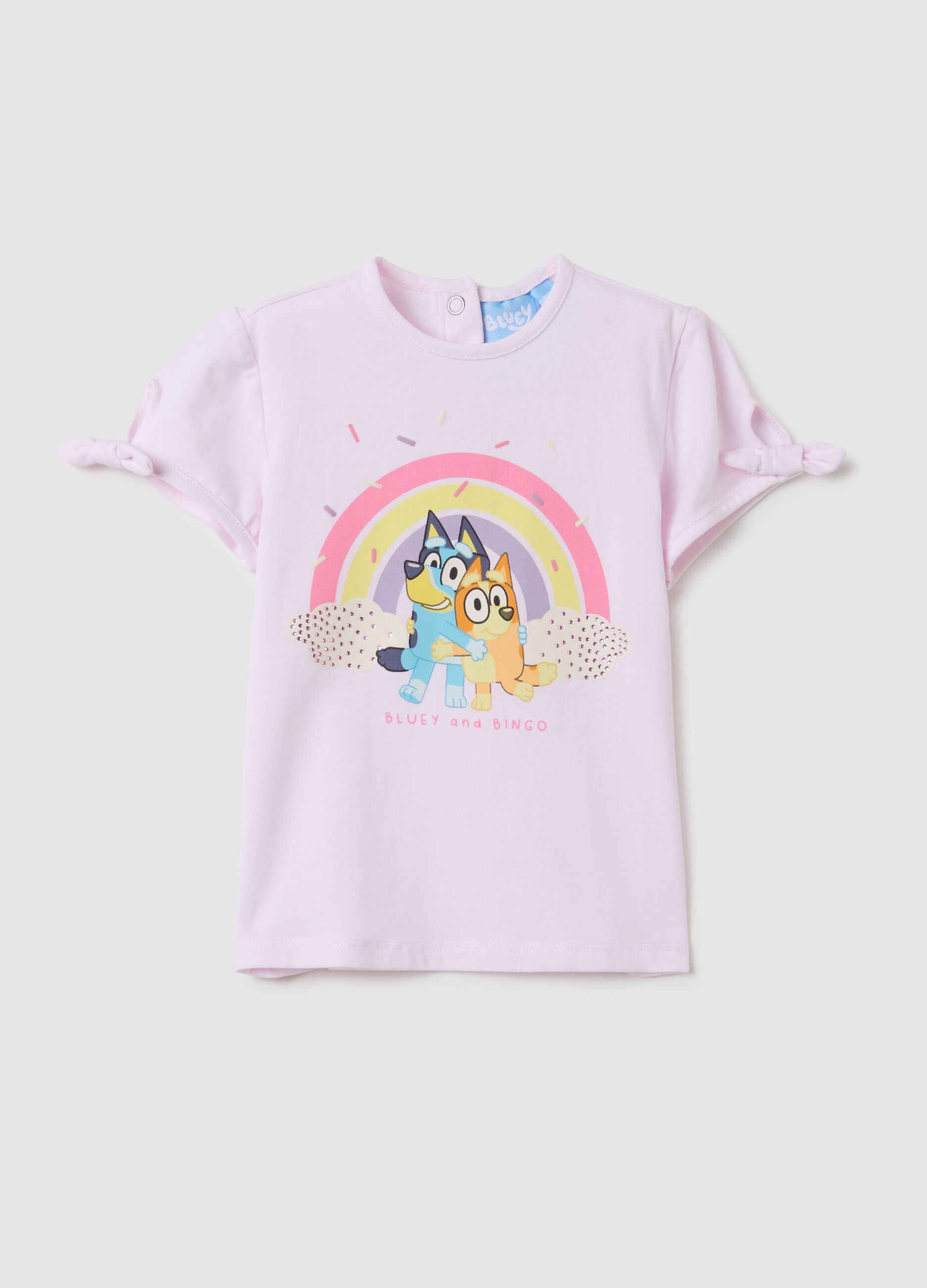 T-shirt da bambina in cotone rosa regular fit con stampe