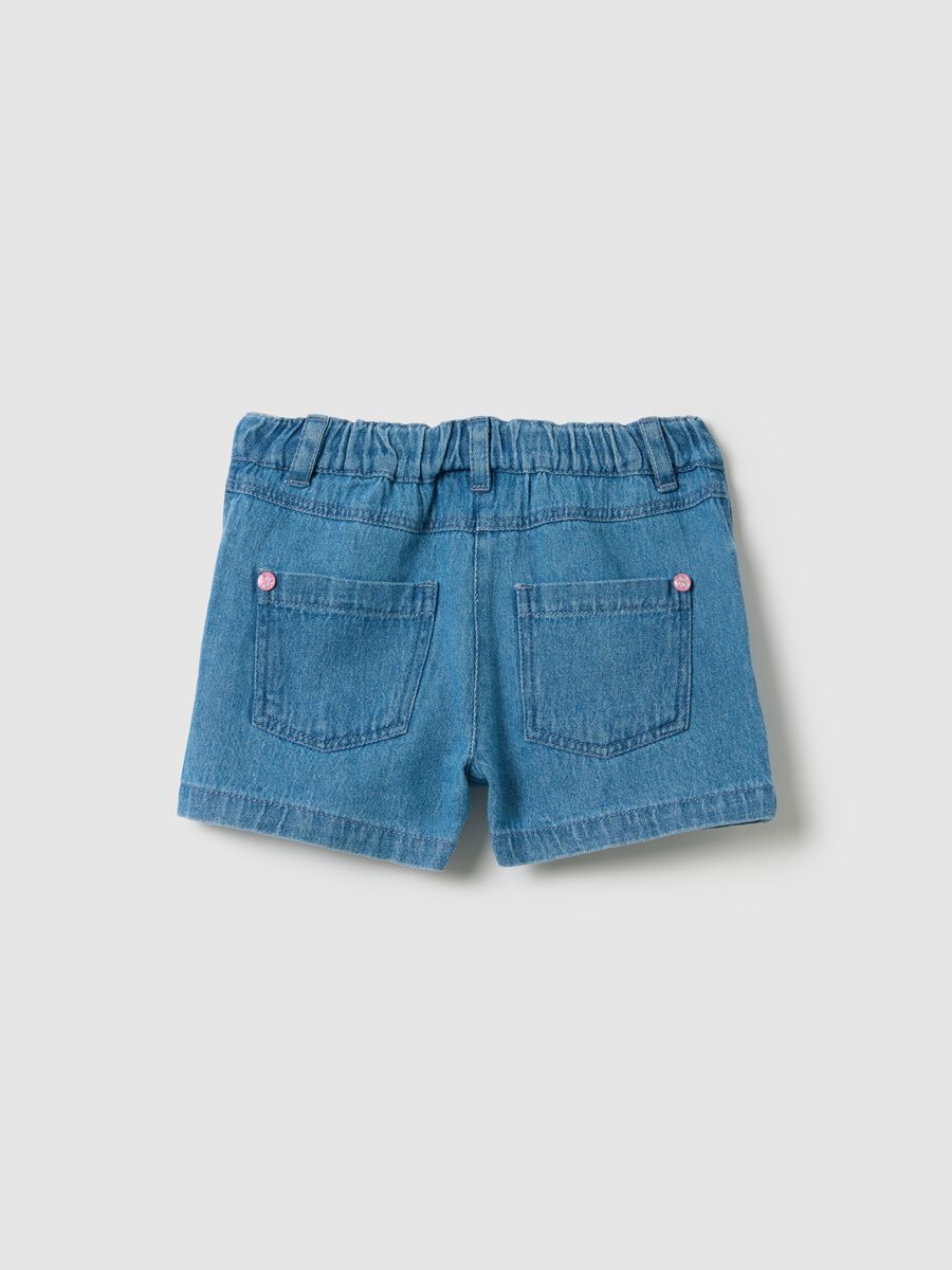 Denim shorts with candy embroidery for girls_1