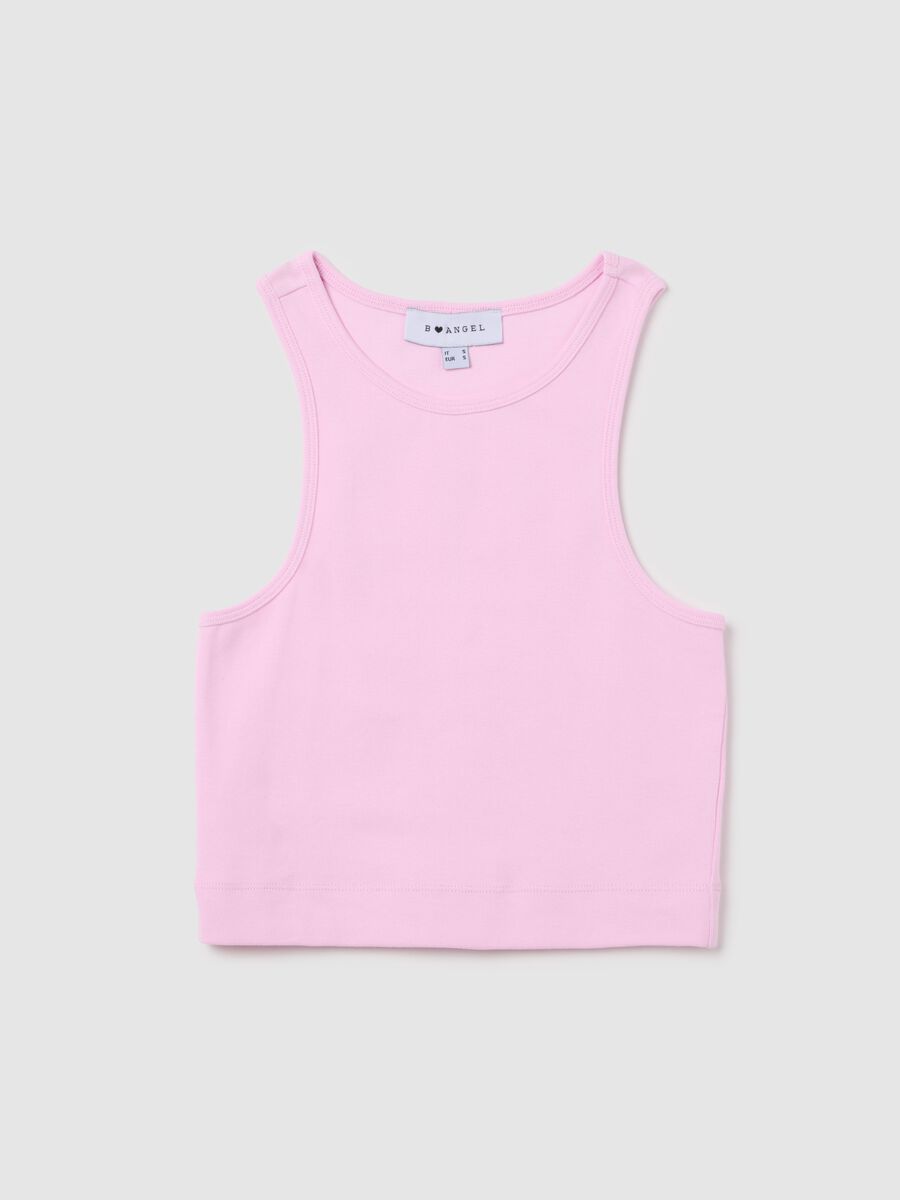 Pink Ribbed Crop Top in Stretch Cotton B.Angel_4