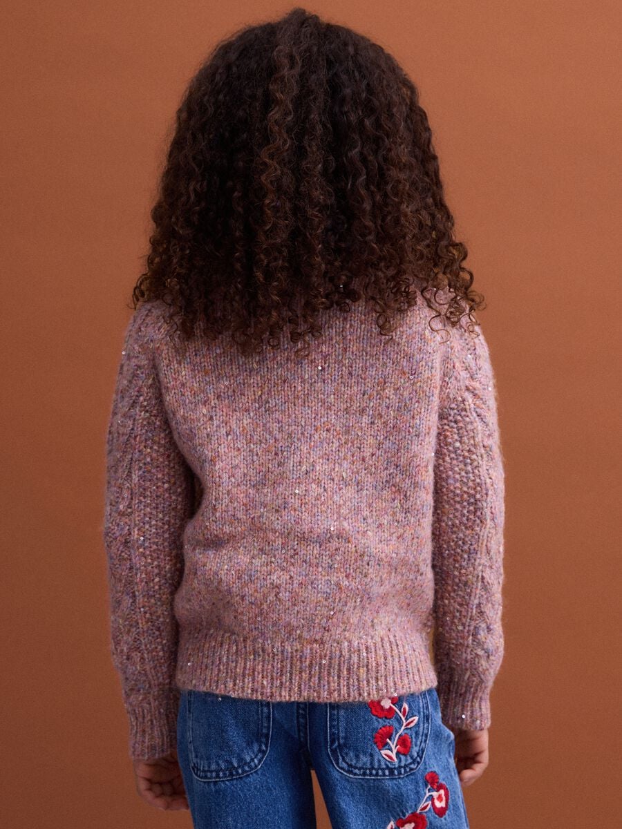 Pink cable-knit wool-blend jumper with crew neck, regular fit_2