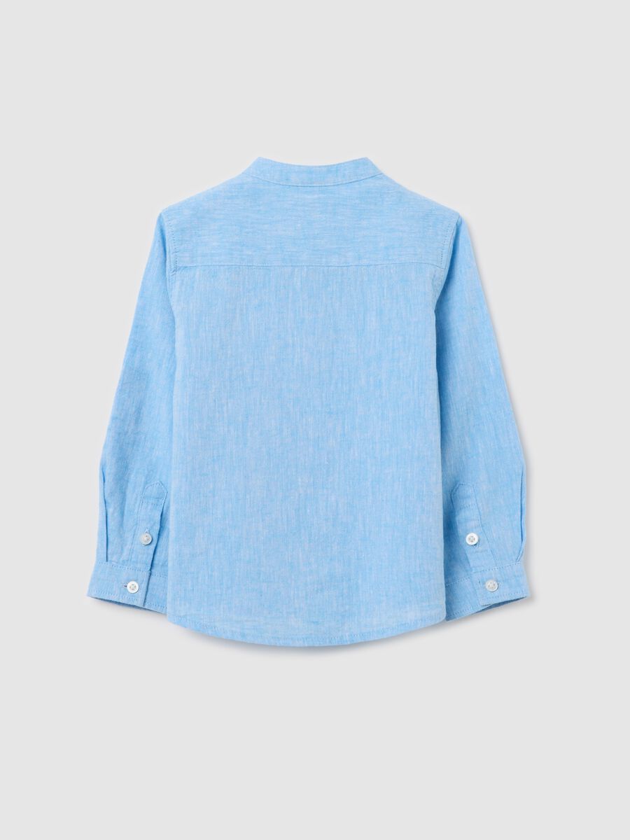 Light blue long-sleeved shirt in cotton and linen_1