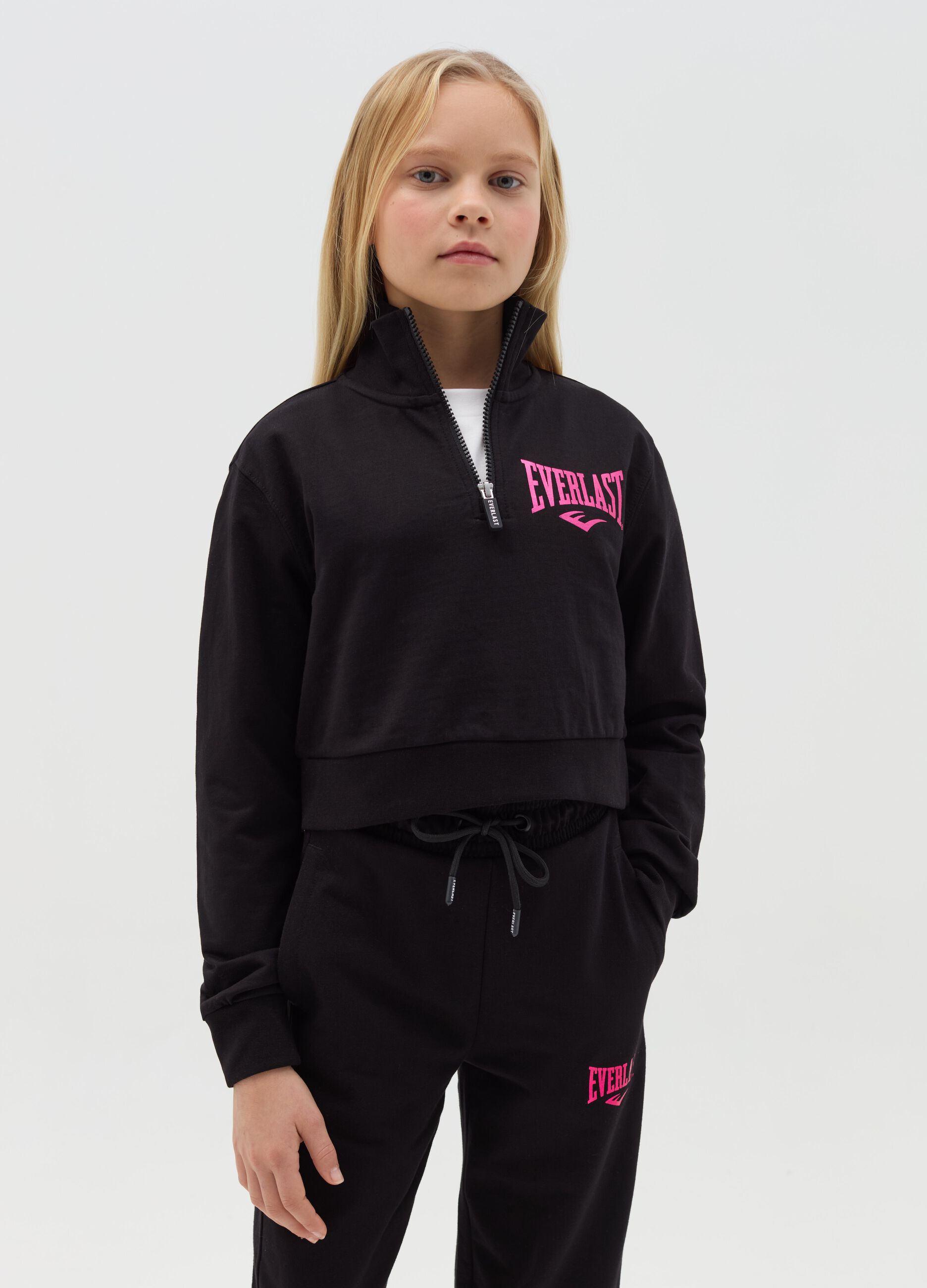 Half-zip cropped sweatshirt with logo print