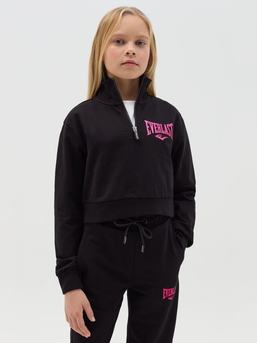 Half-zip cropped sweatshirt with logo print_0