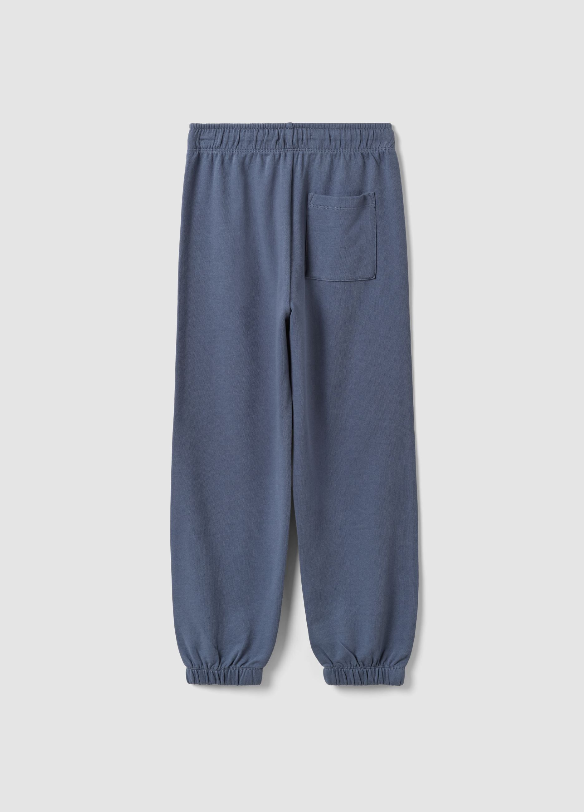 Grey organic cotton jogger trousers for boys, relaxed fit