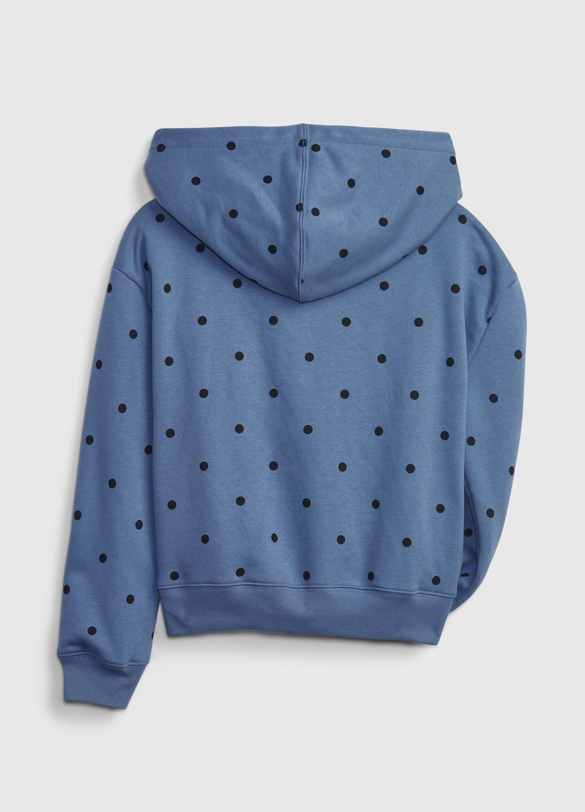 Full-zip fleece sweatshirt with logo and polka dots