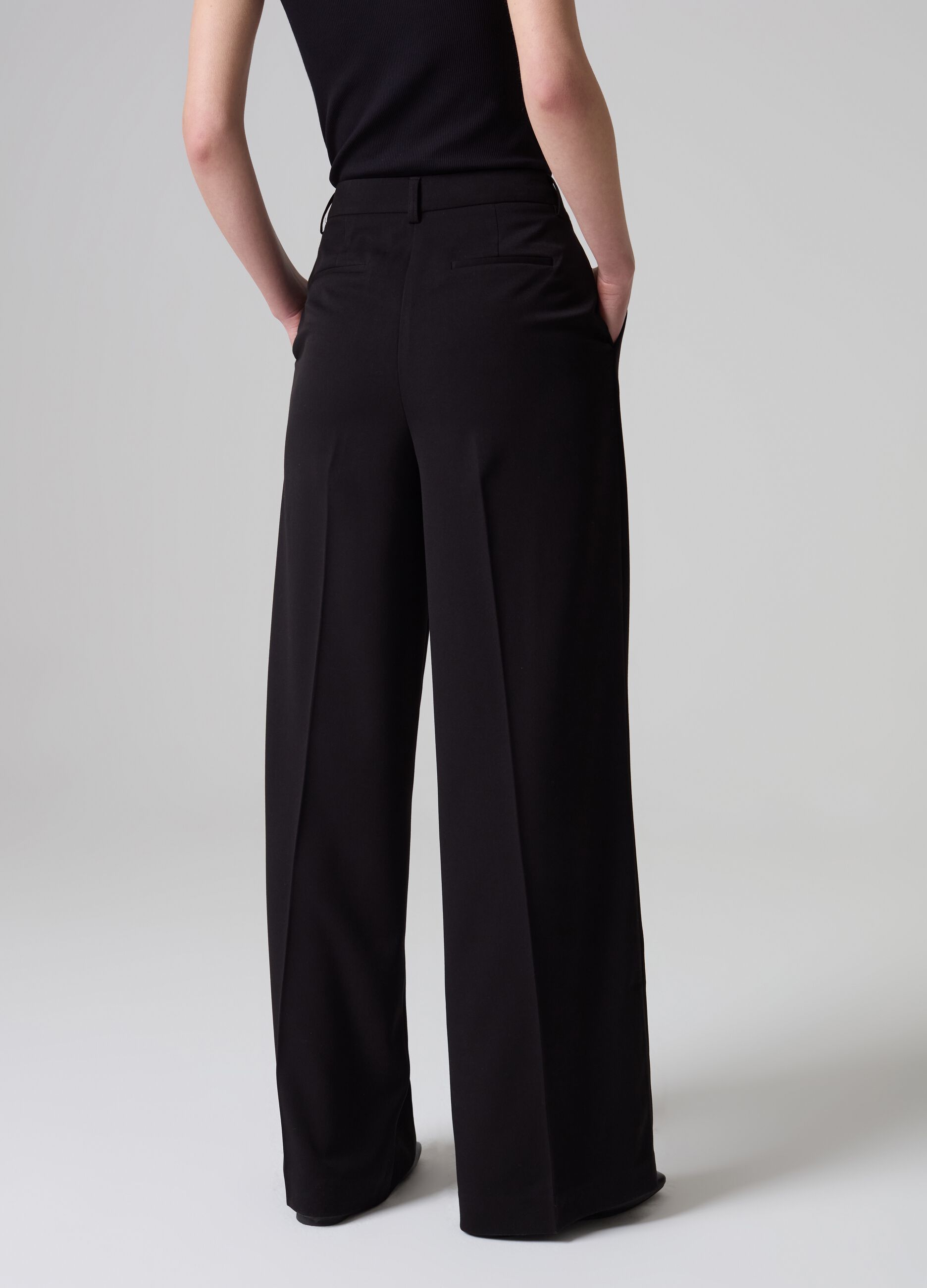 Pantaloni ampi in poliviscosa elasticizzata PIOMBO