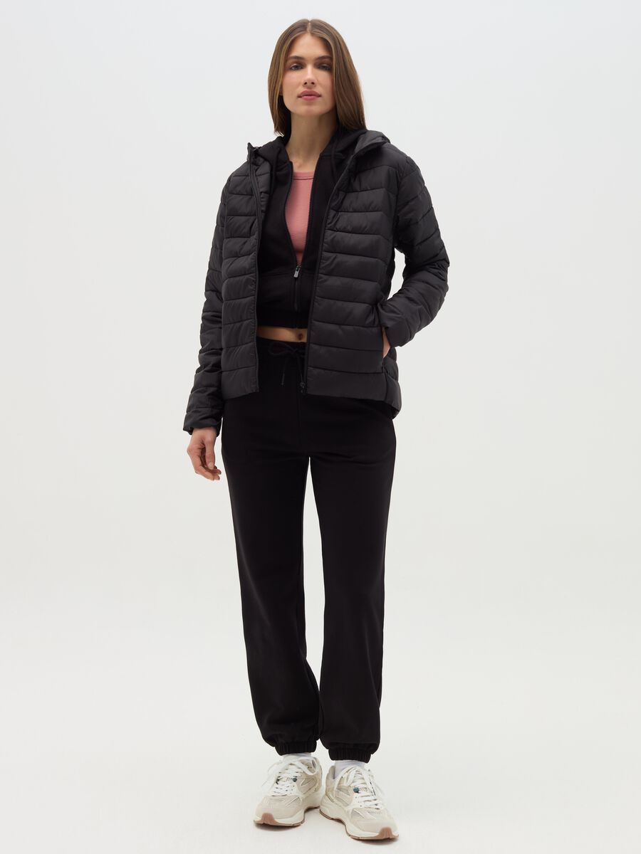 Ultralight short down jacket with hood and zip_1