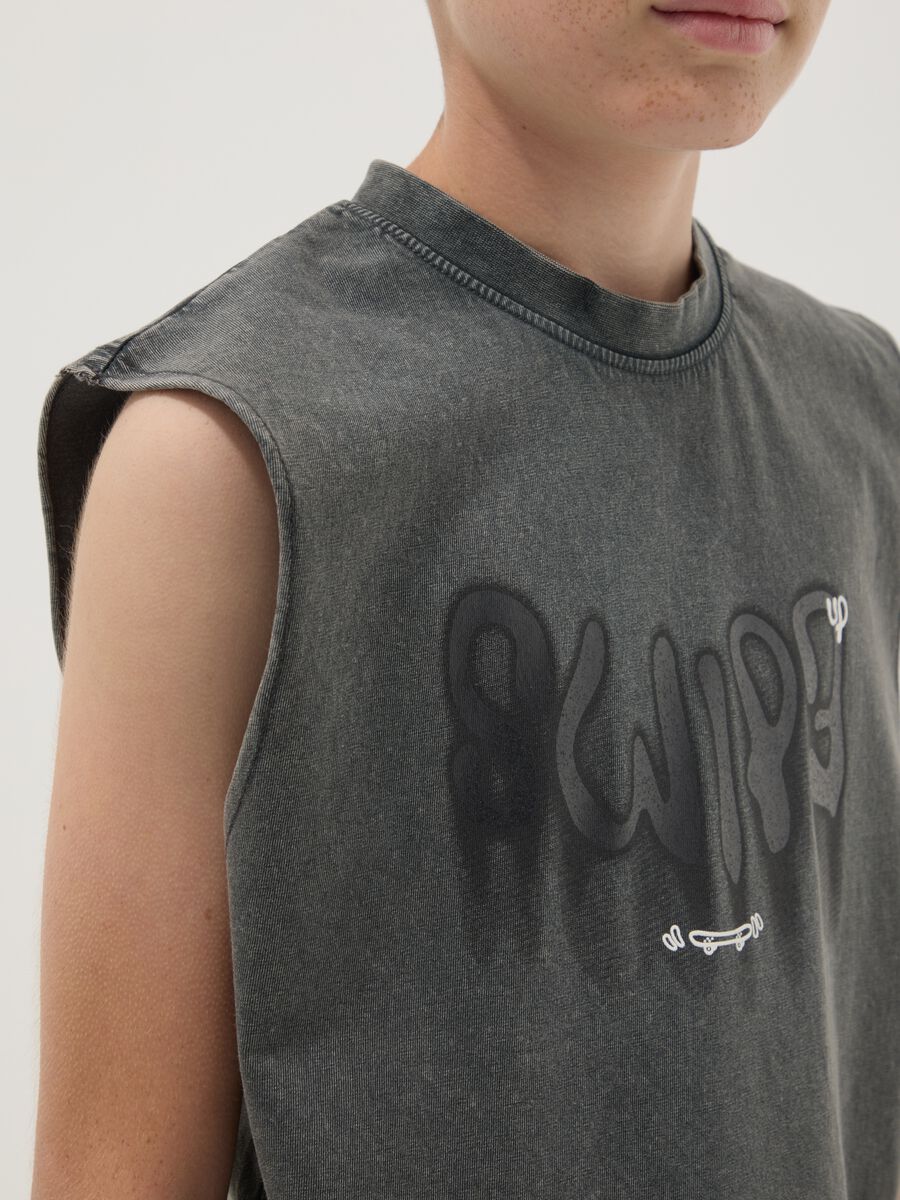 Black oversized pure cotton vest top_2